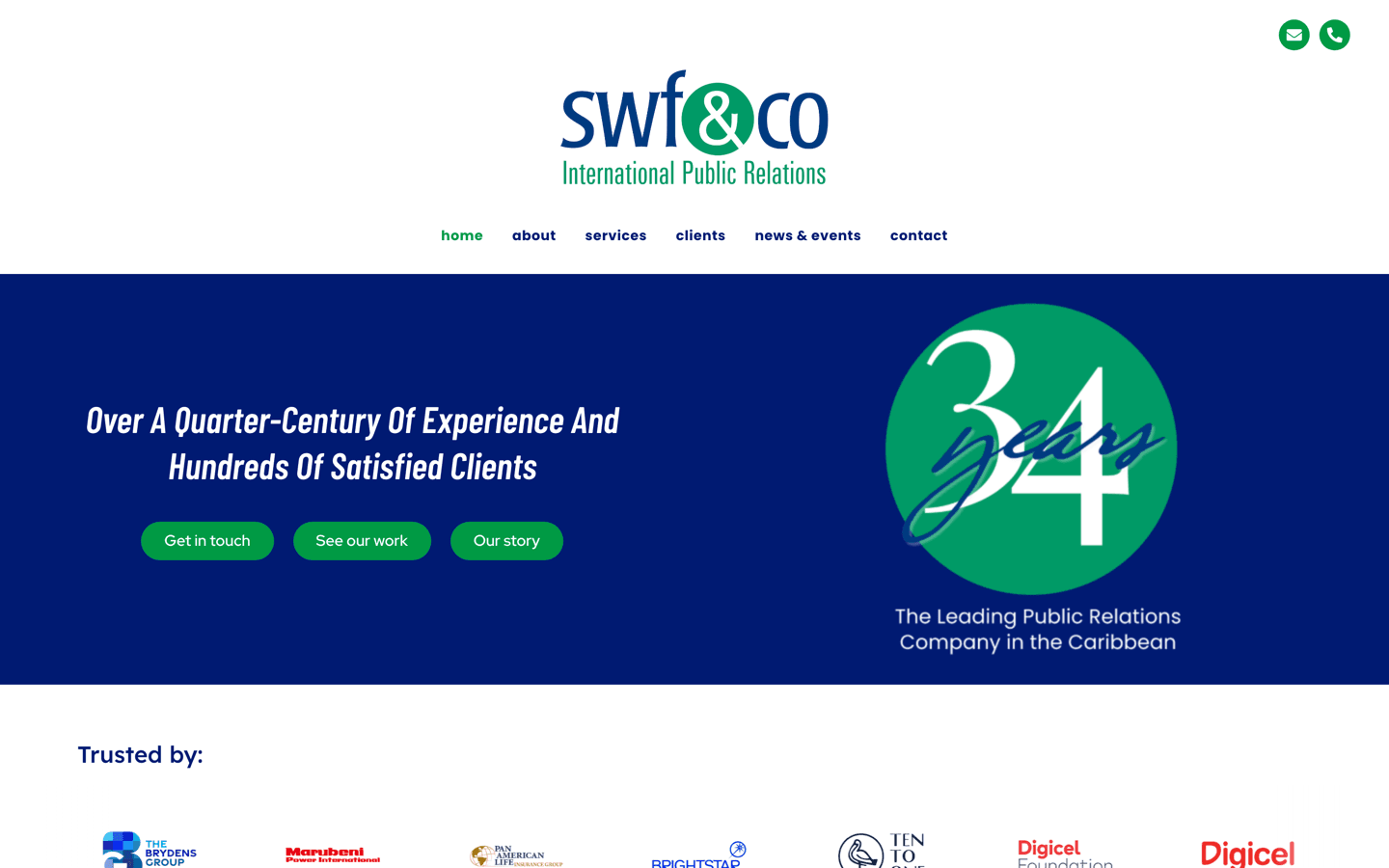 SWF&Co. website on a laptop