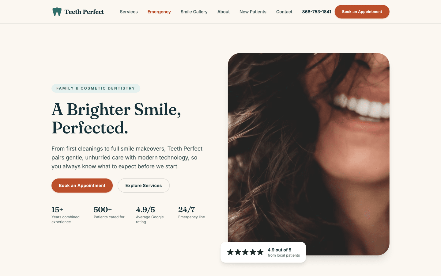 Teeth Perfect website on a laptop
